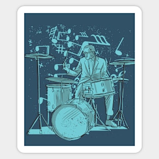 Vintage Jazz Drummer Illustration Sticker